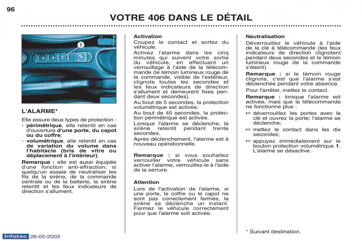 Peugeot 406 manuel du proprietaire / page 107