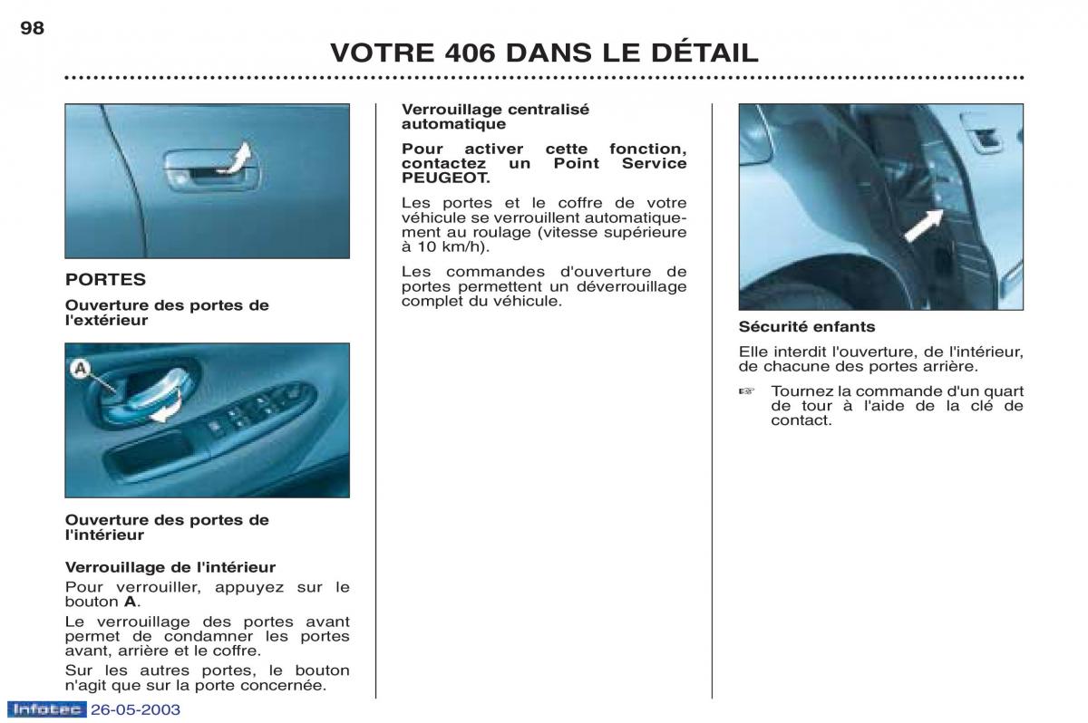 Peugeot 406 manuel du proprietaire / page 109