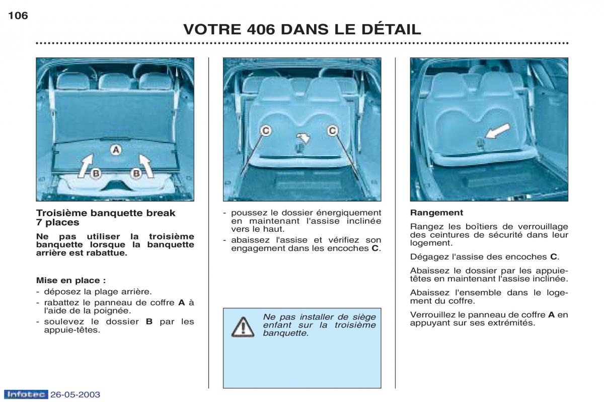 Peugeot 406 manuel du proprietaire / page 118