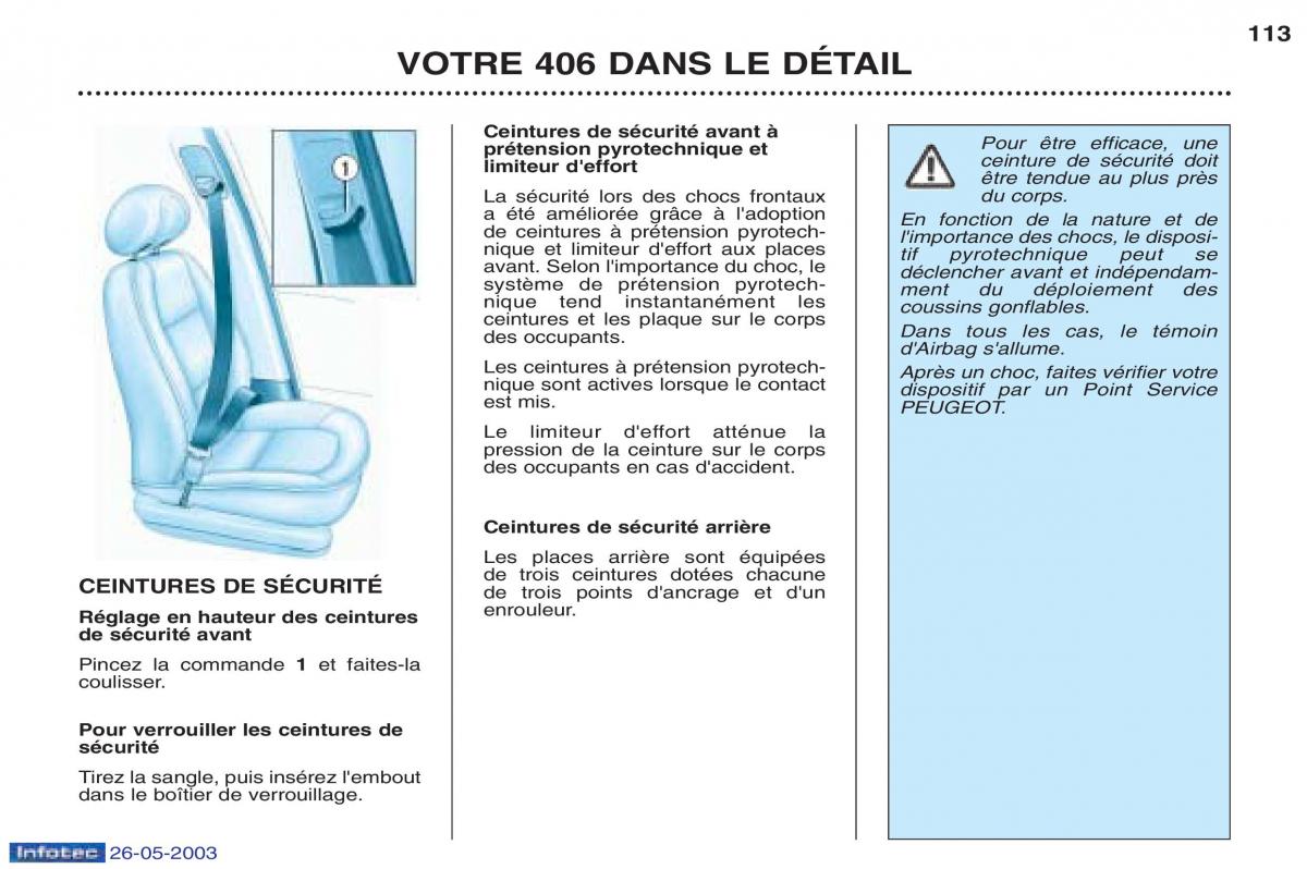 Peugeot 406 manuel du proprietaire / page 125