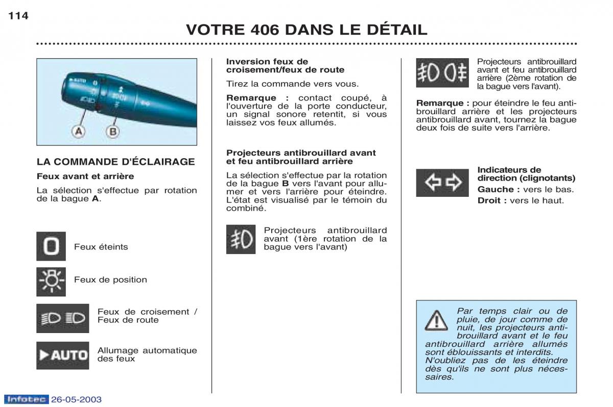 Peugeot 406 manuel du proprietaire / page 126