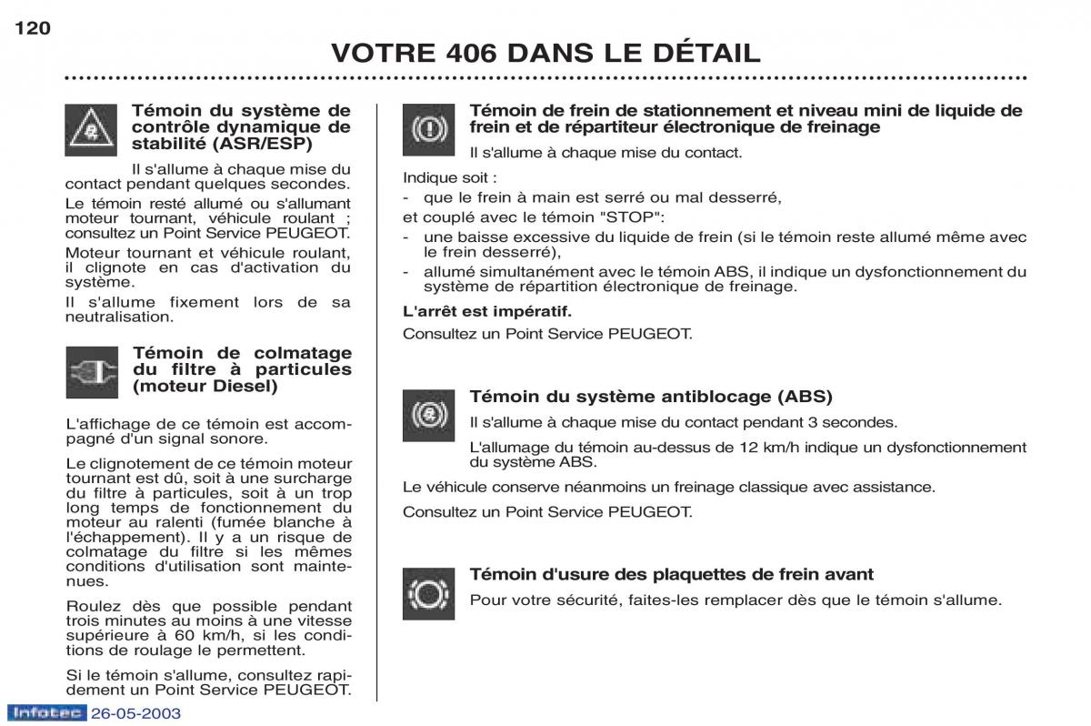 Peugeot 406 manuel du proprietaire / page 132