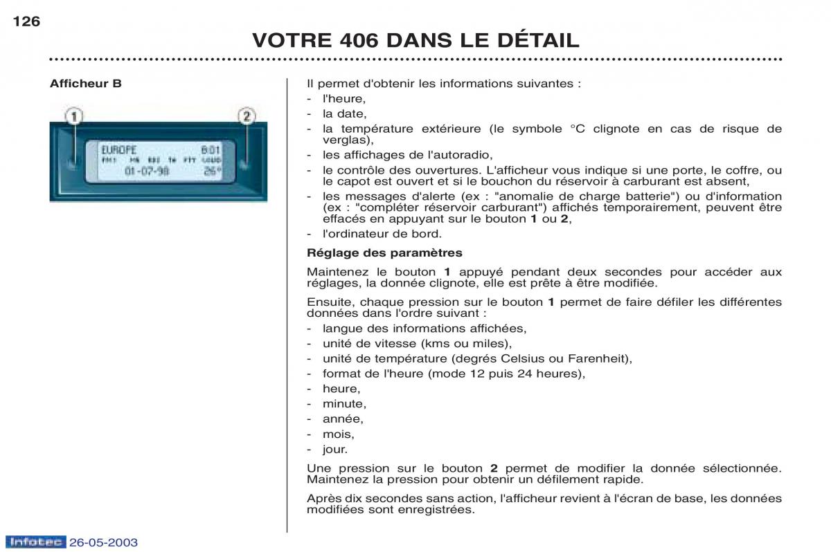 Peugeot 406 manuel du proprietaire / page 138