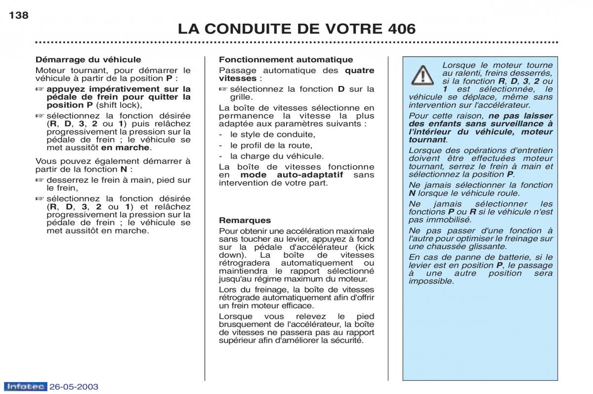 Peugeot 406 manuel du proprietaire / page 150