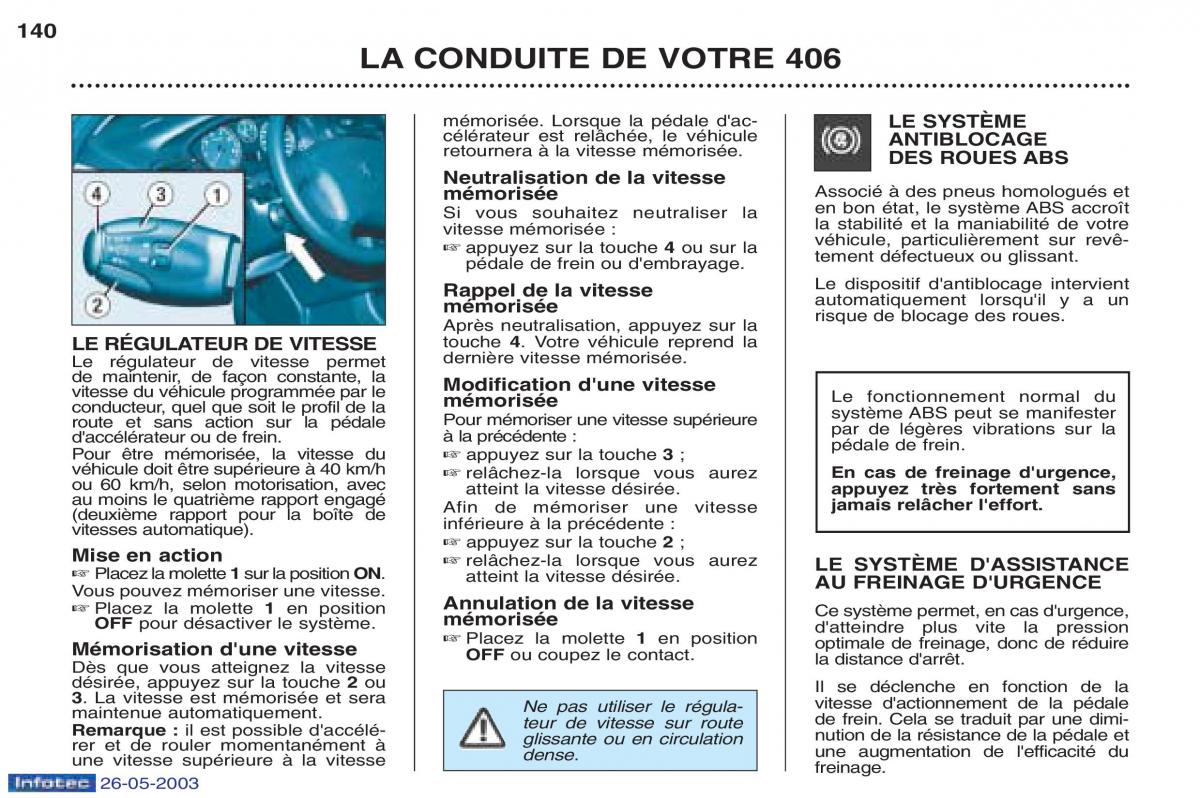 Peugeot 406 manuel du proprietaire / page 152