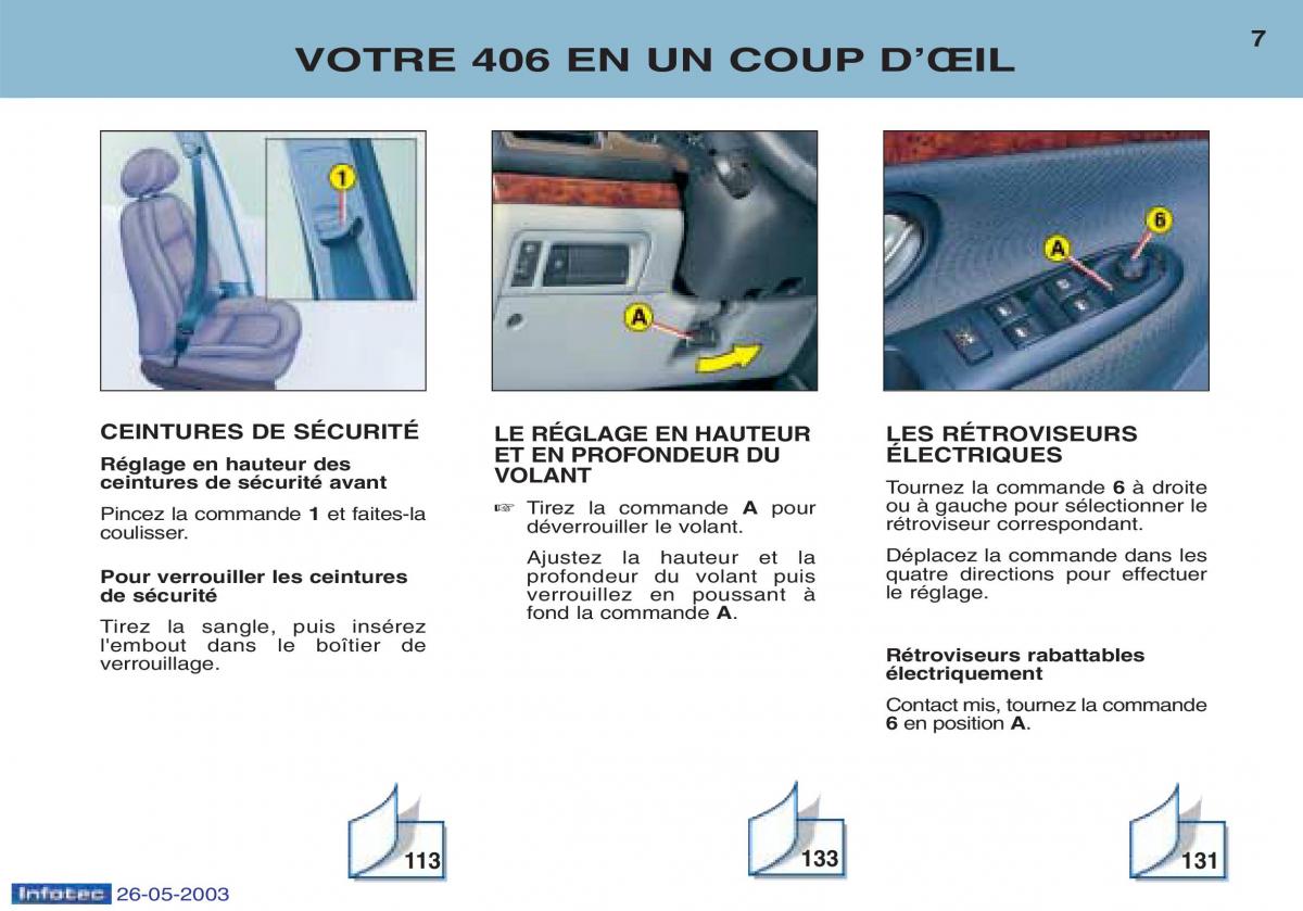 Peugeot 406 manuel du proprietaire / page 18