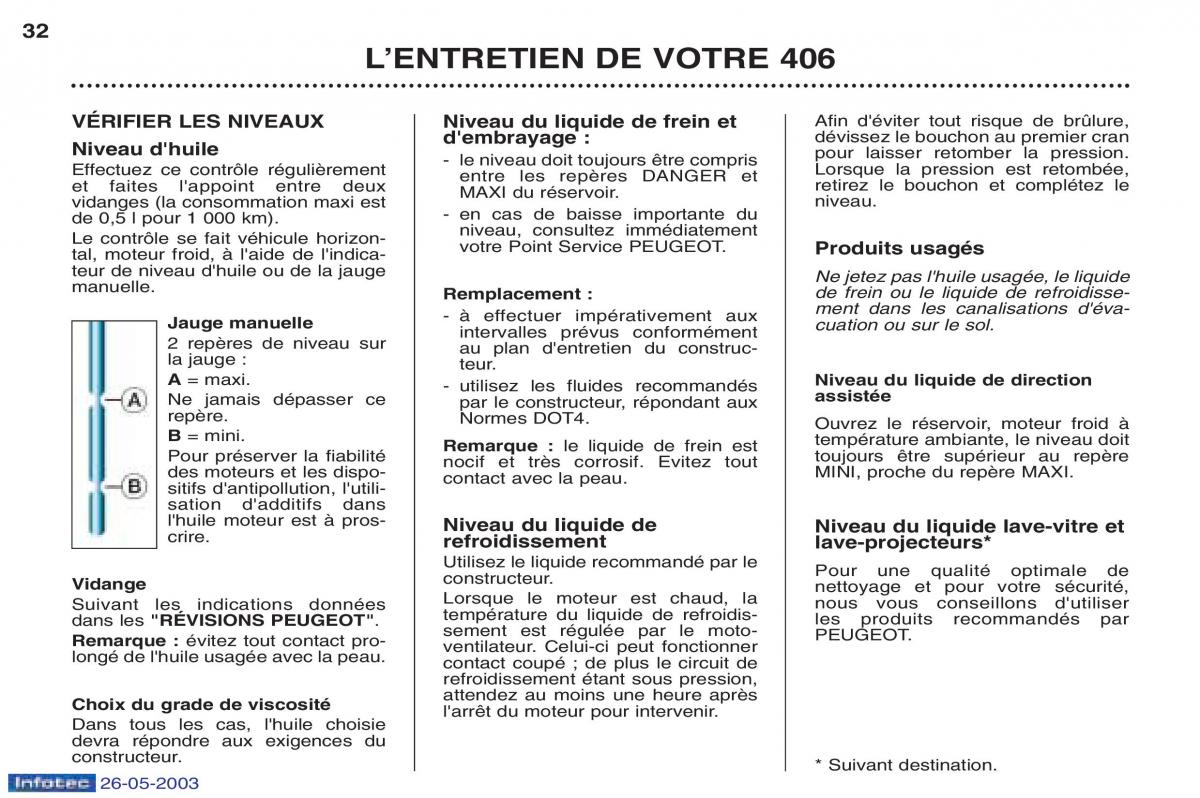 Peugeot 406 manuel du proprietaire / page 43