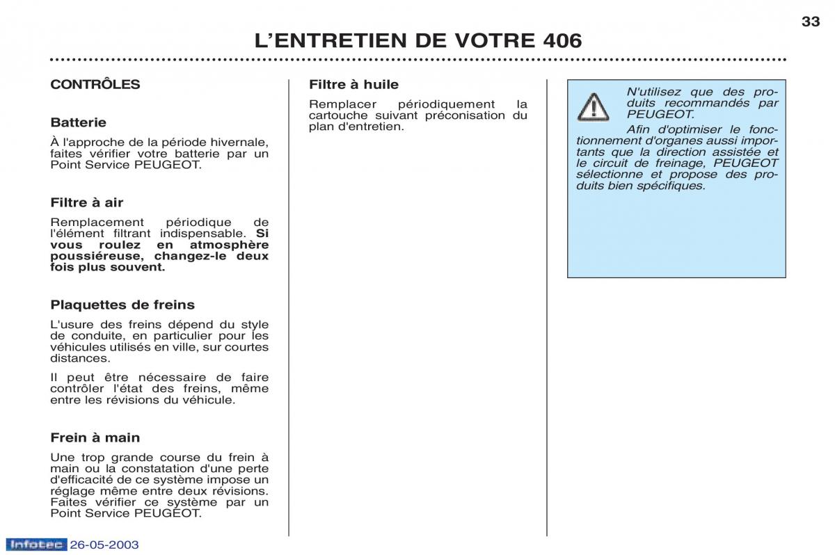 Peugeot 406 manuel du proprietaire / page 44