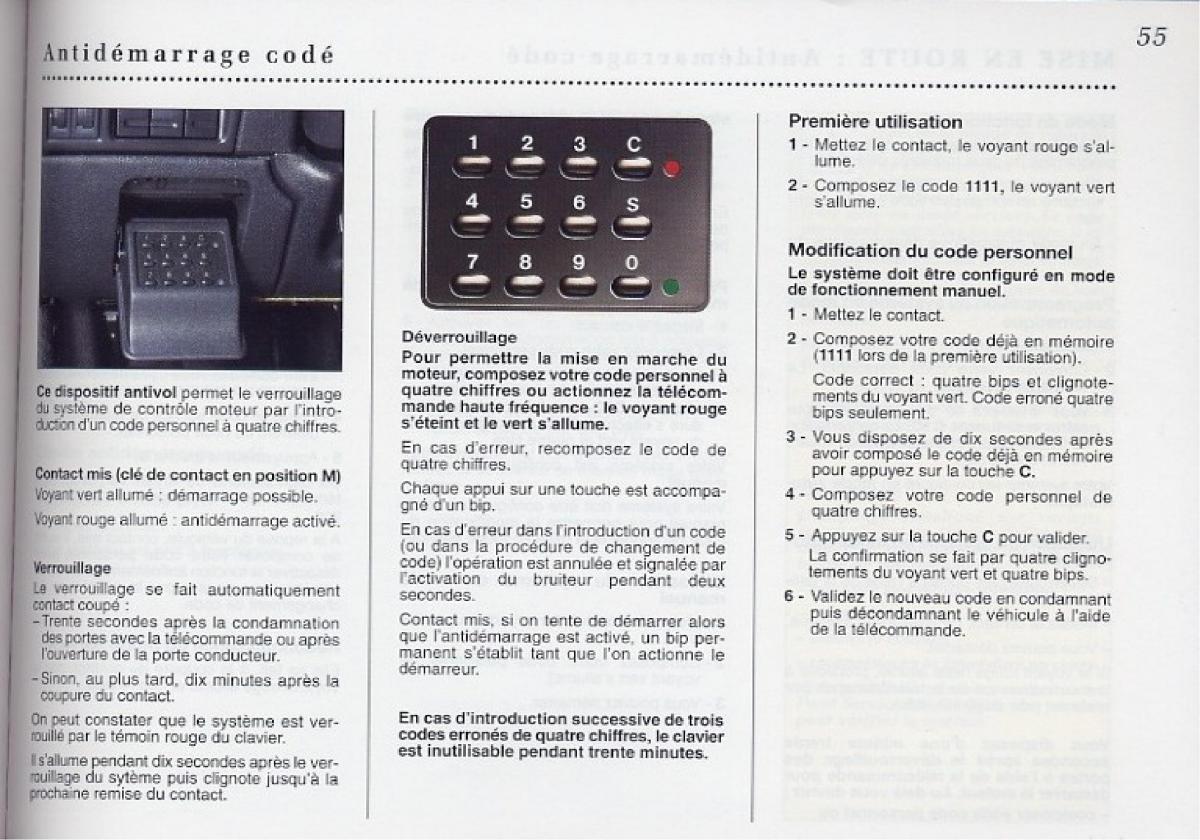 Peugeot 406 Coupe manuel du proprietaire / page 56