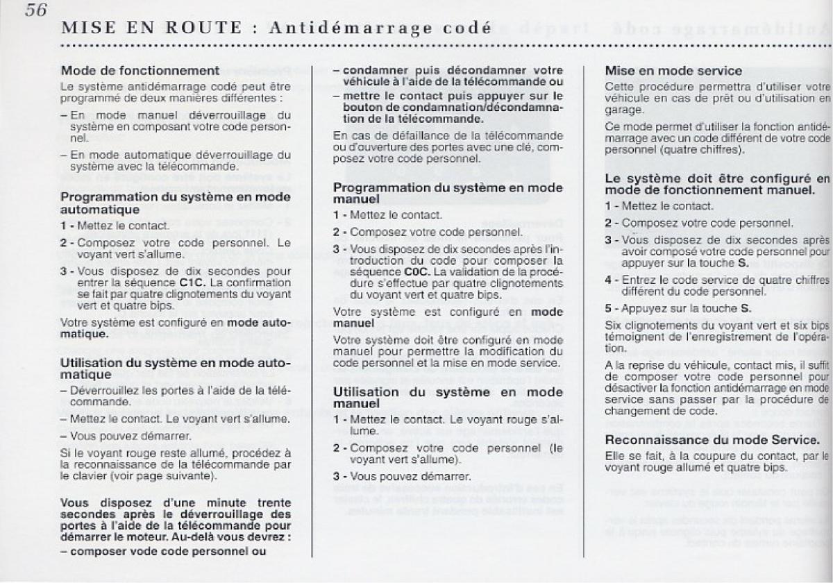 Peugeot 406 Coupe manuel du proprietaire / page 57