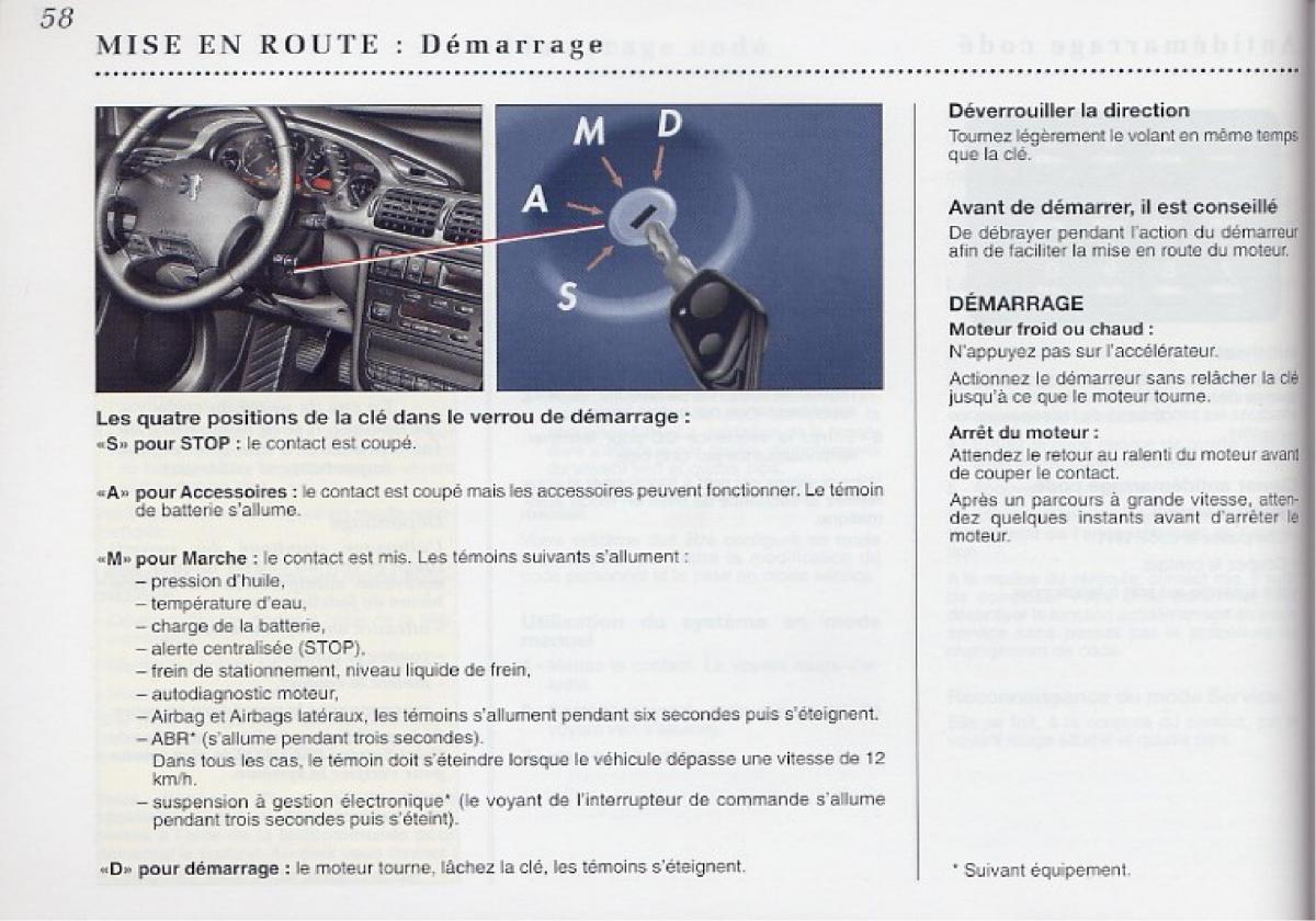 Peugeot 406 Coupe manuel du proprietaire / page 59