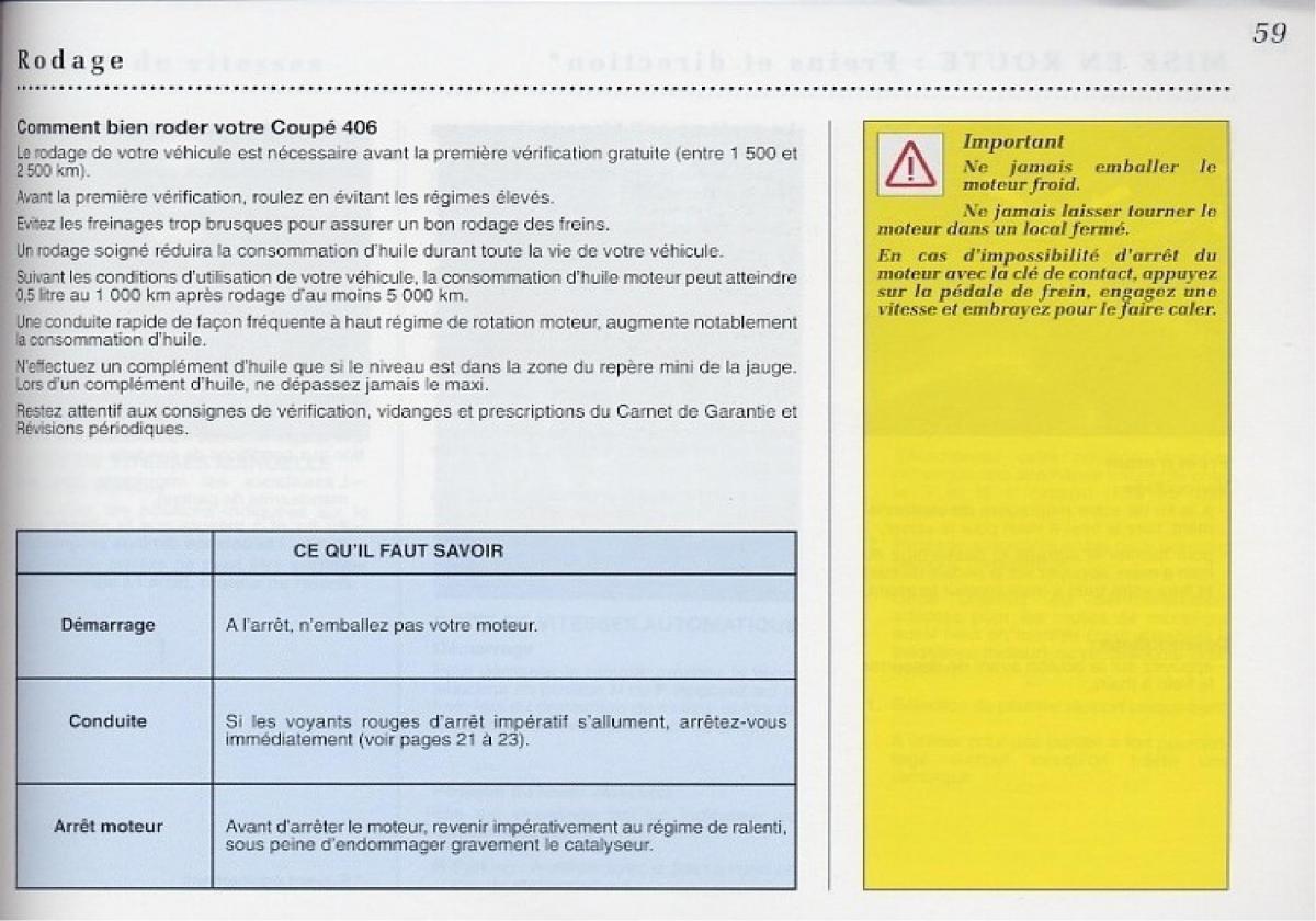 Peugeot 406 Coupe manuel du proprietaire / page 60