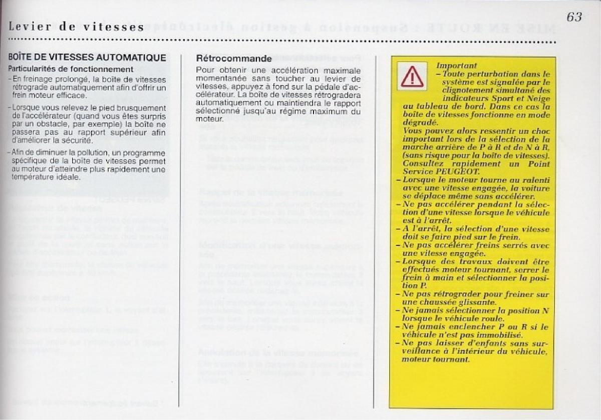 Peugeot 406 Coupe manuel du proprietaire / page 64