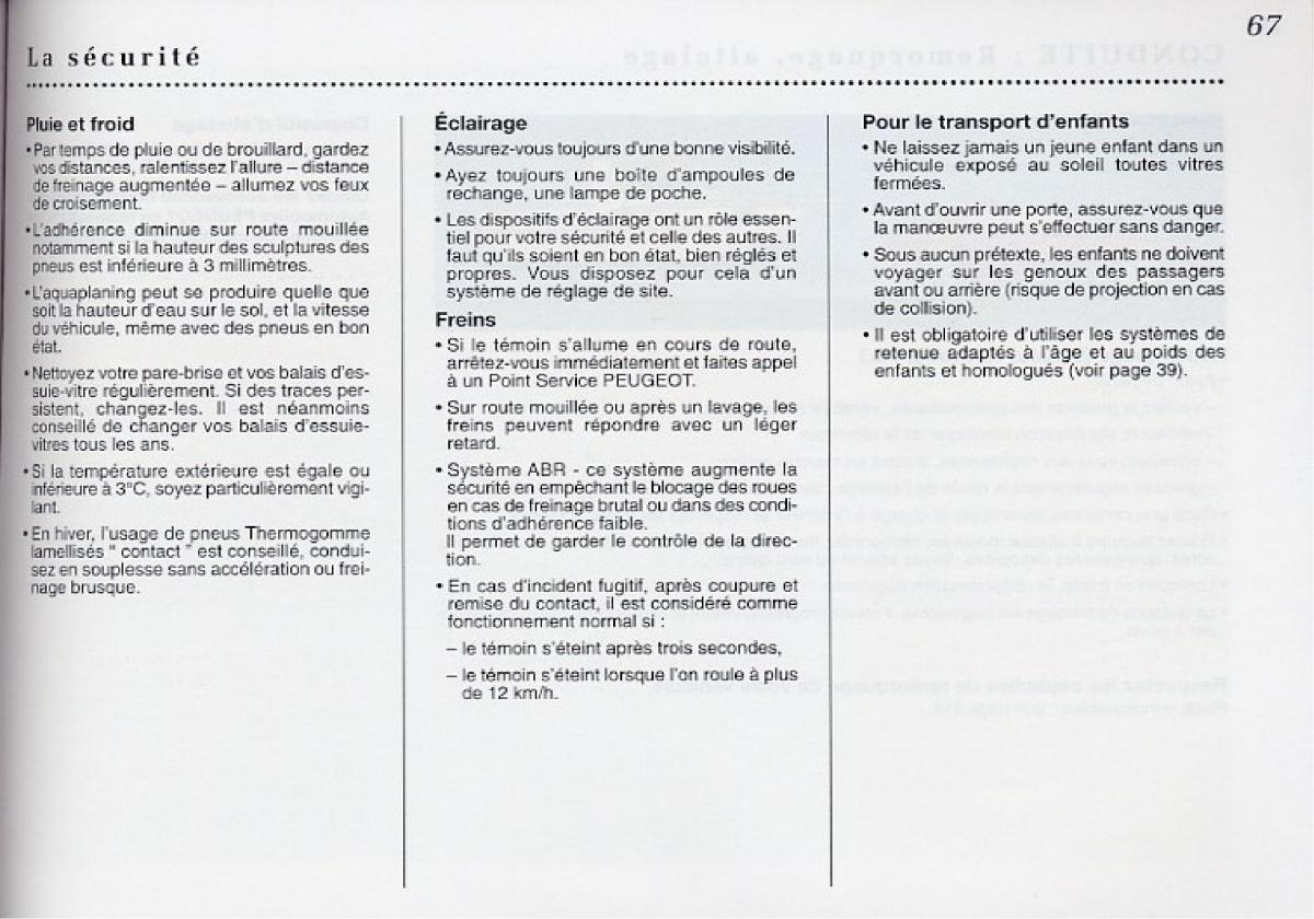 Peugeot 406 Coupe manuel du proprietaire / page 68