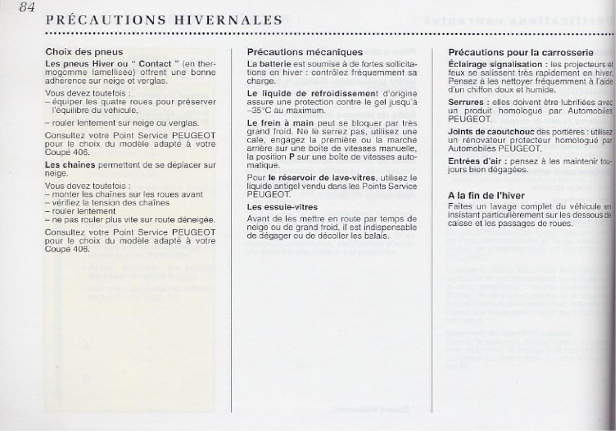 Peugeot 406 Coupe manuel du proprietaire / page 85