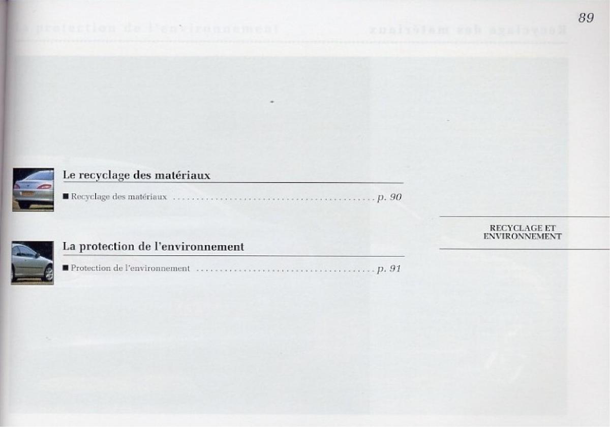 Peugeot 406 Coupe manuel du proprietaire / page 90