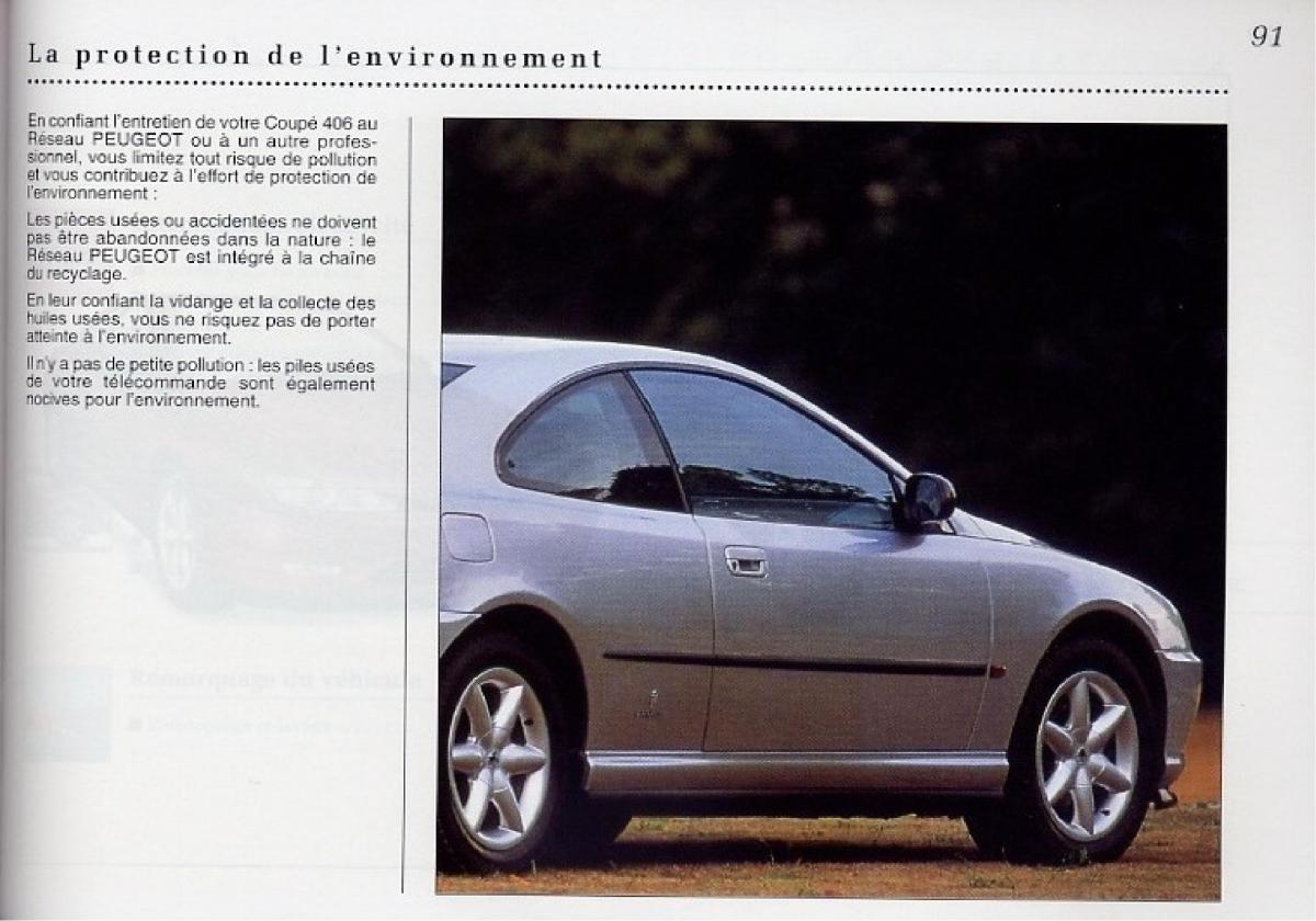 Peugeot 406 Coupe manuel du proprietaire / page 92