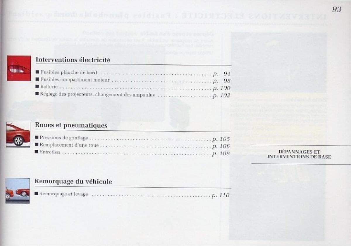 Peugeot 406 Coupe manuel du proprietaire / page 94