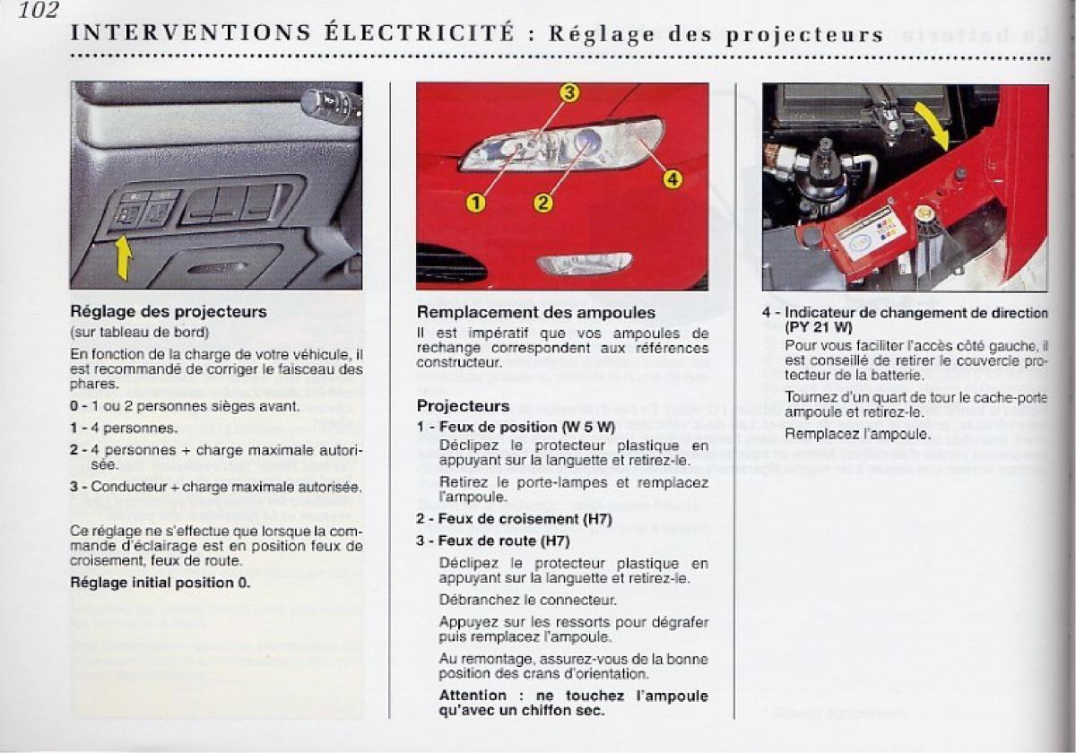 Peugeot 406 Coupe manuel du proprietaire / page 103