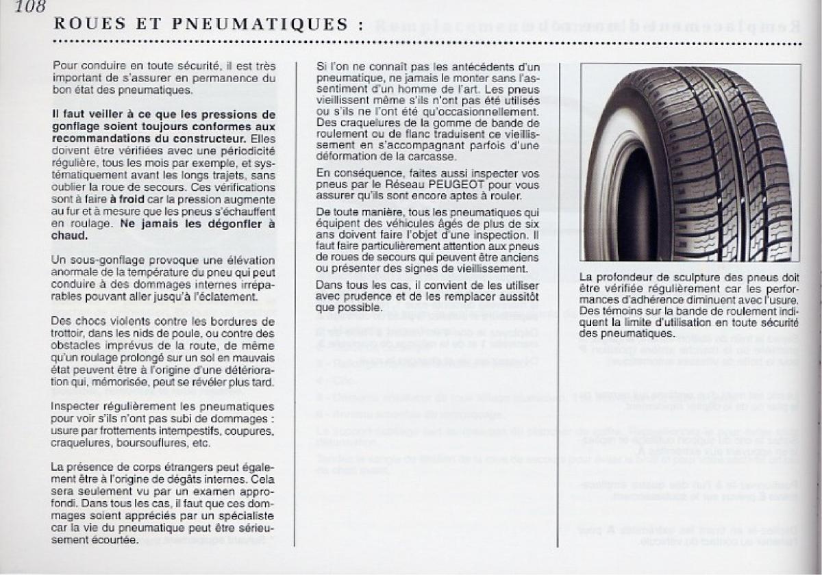 Peugeot 406 Coupe manuel du proprietaire / page 109