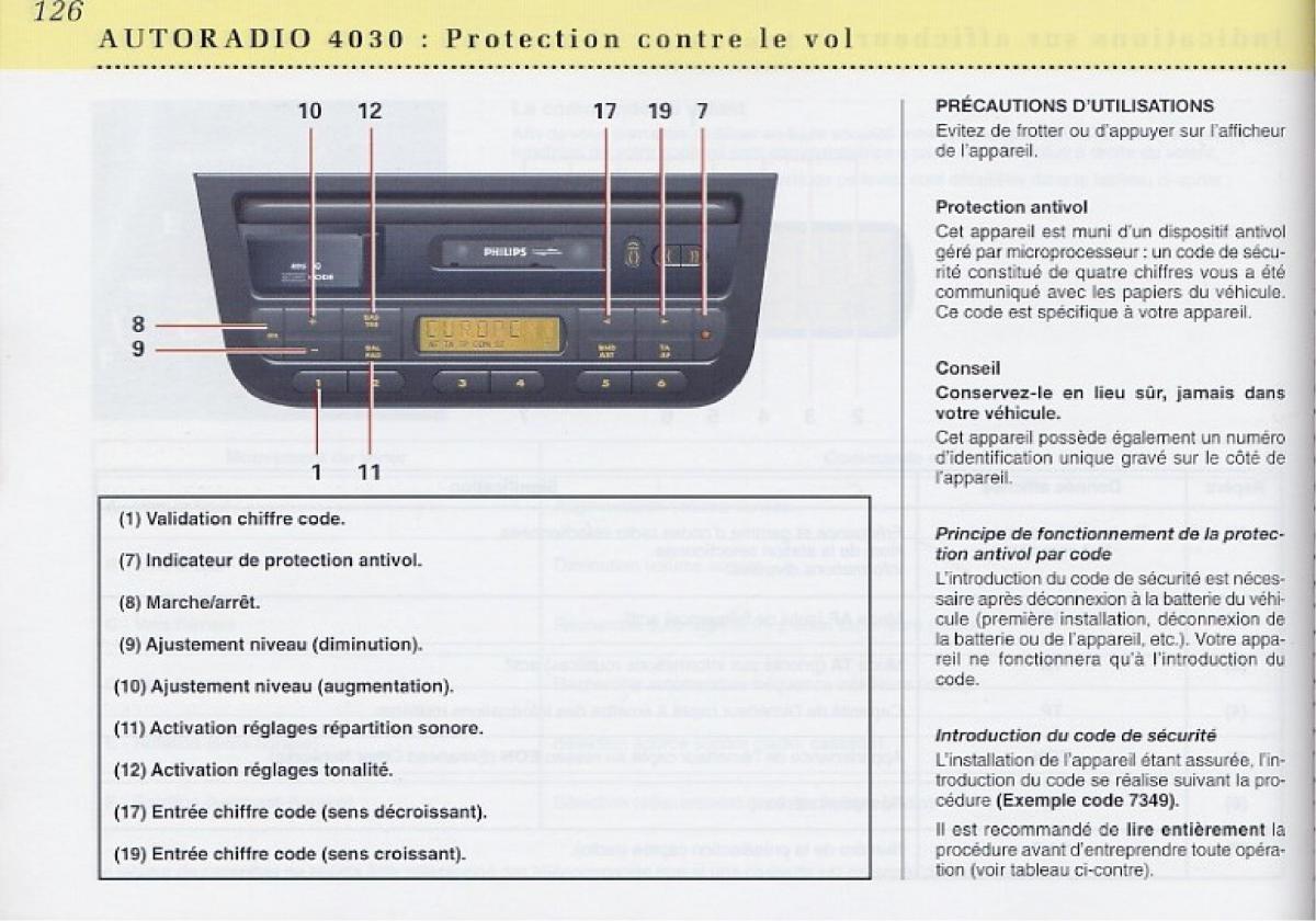 Peugeot 406 Coupe manuel du proprietaire / page 127