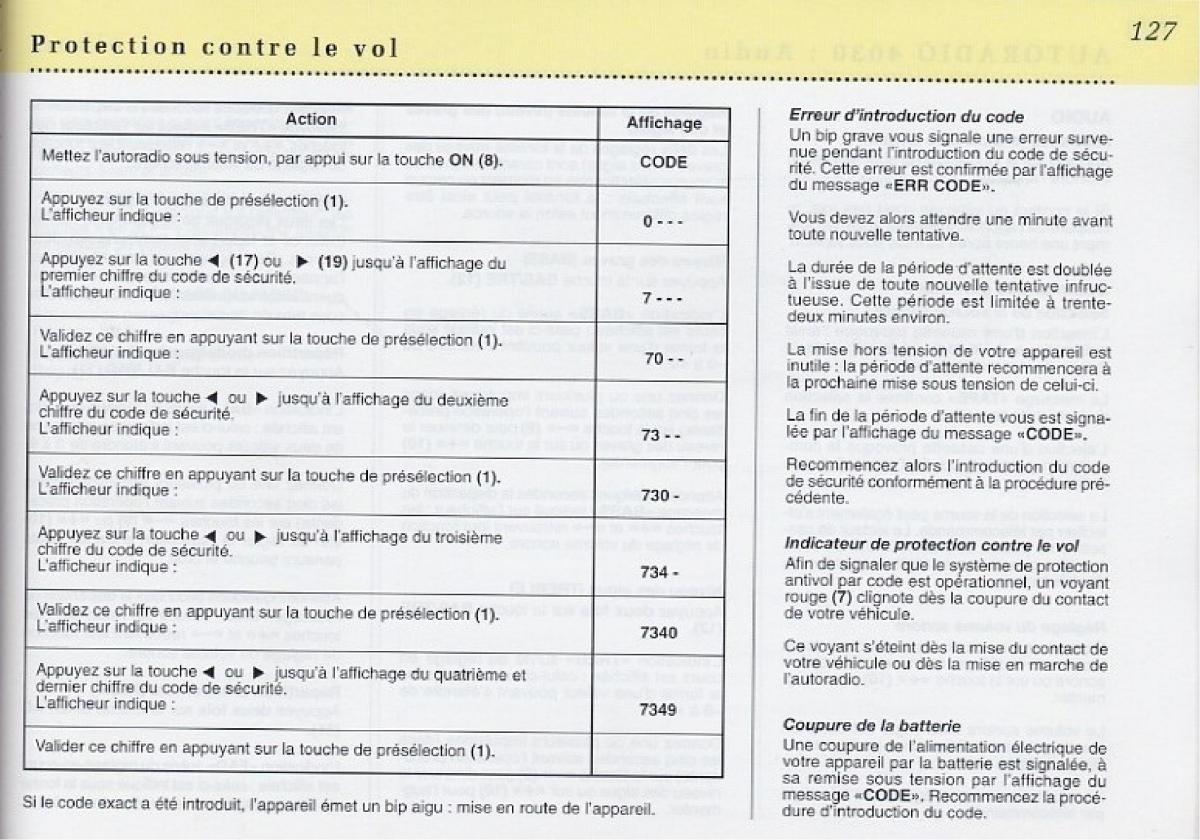 Peugeot 406 Coupe manuel du proprietaire / page 128