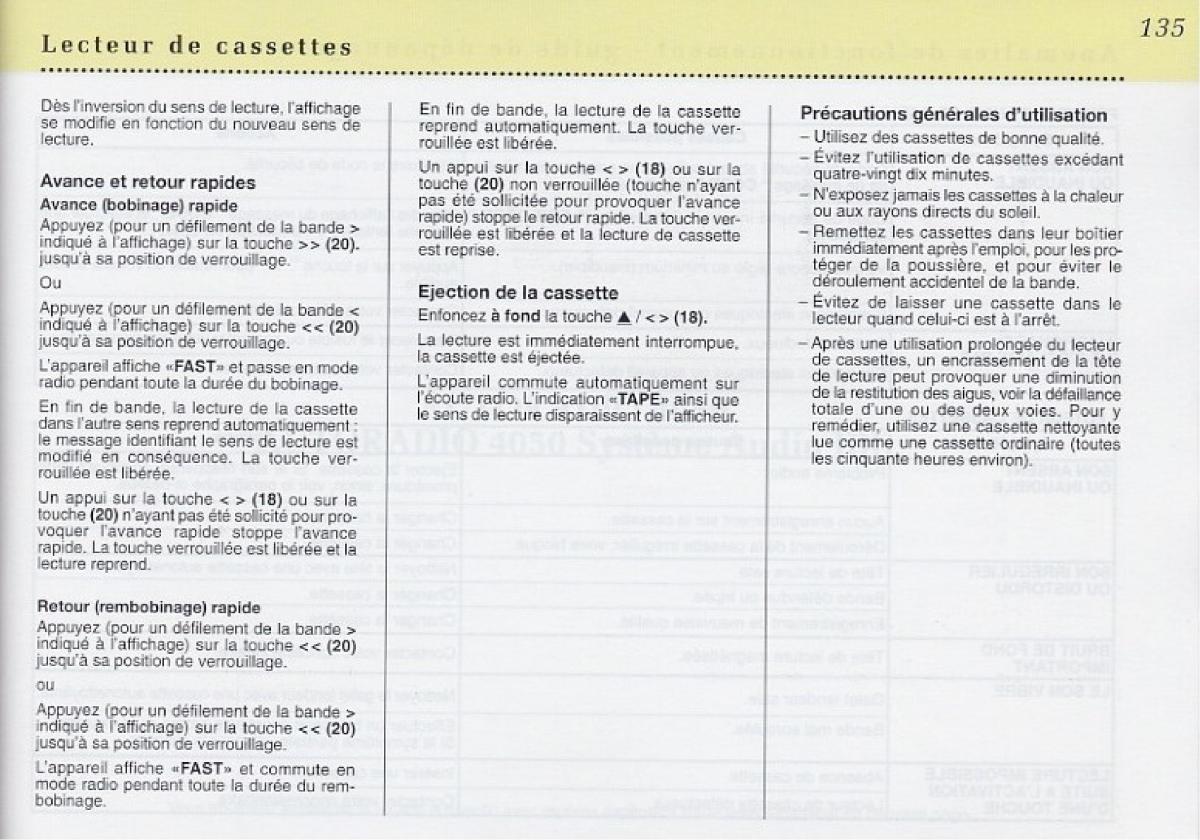 Peugeot 406 Coupe manuel du proprietaire / page 136