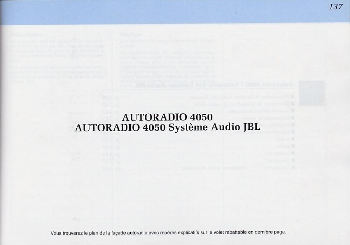 Peugeot 406 Coupe manuel du proprietaire / page 138