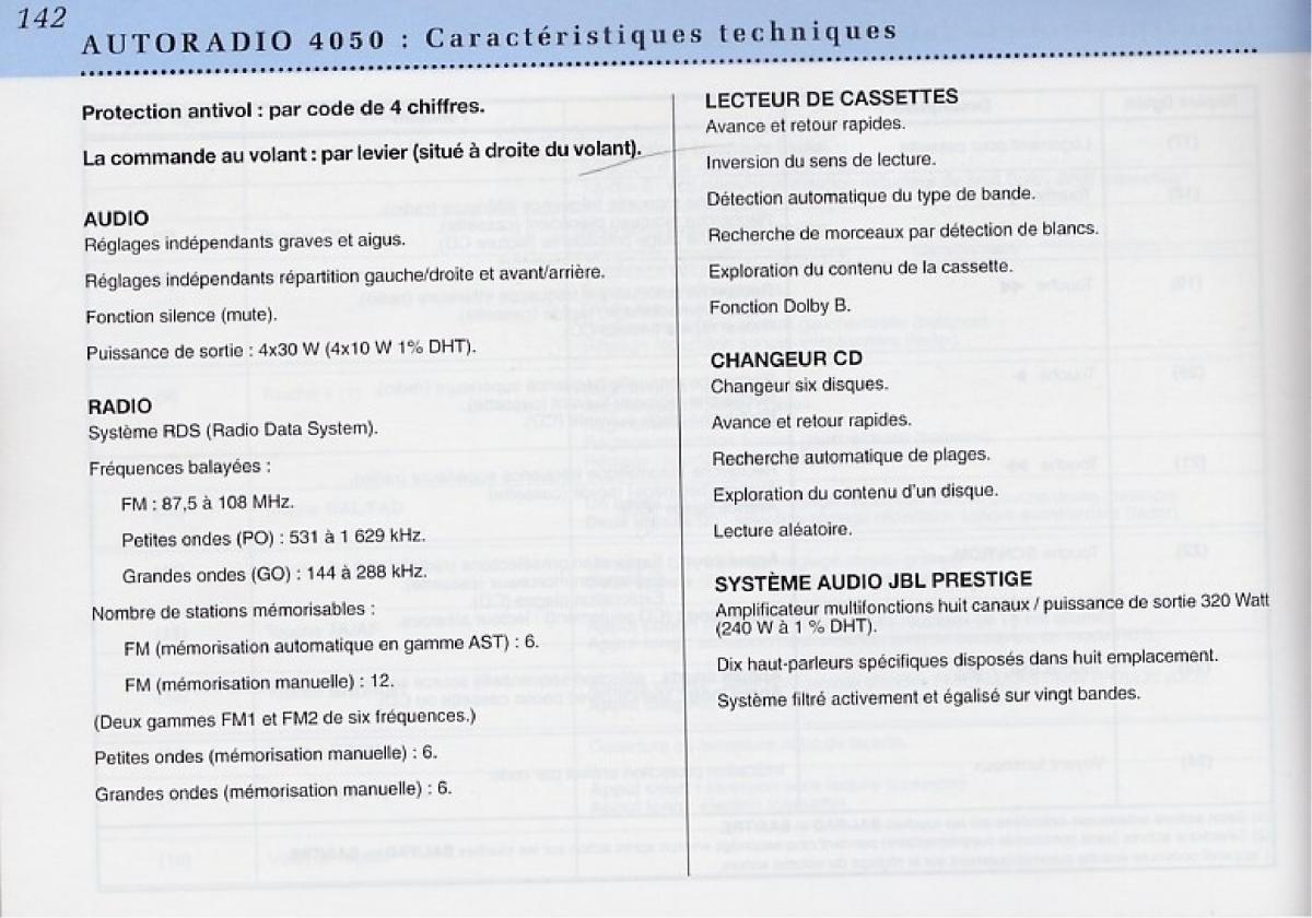 Peugeot 406 Coupe manuel du proprietaire / page 143