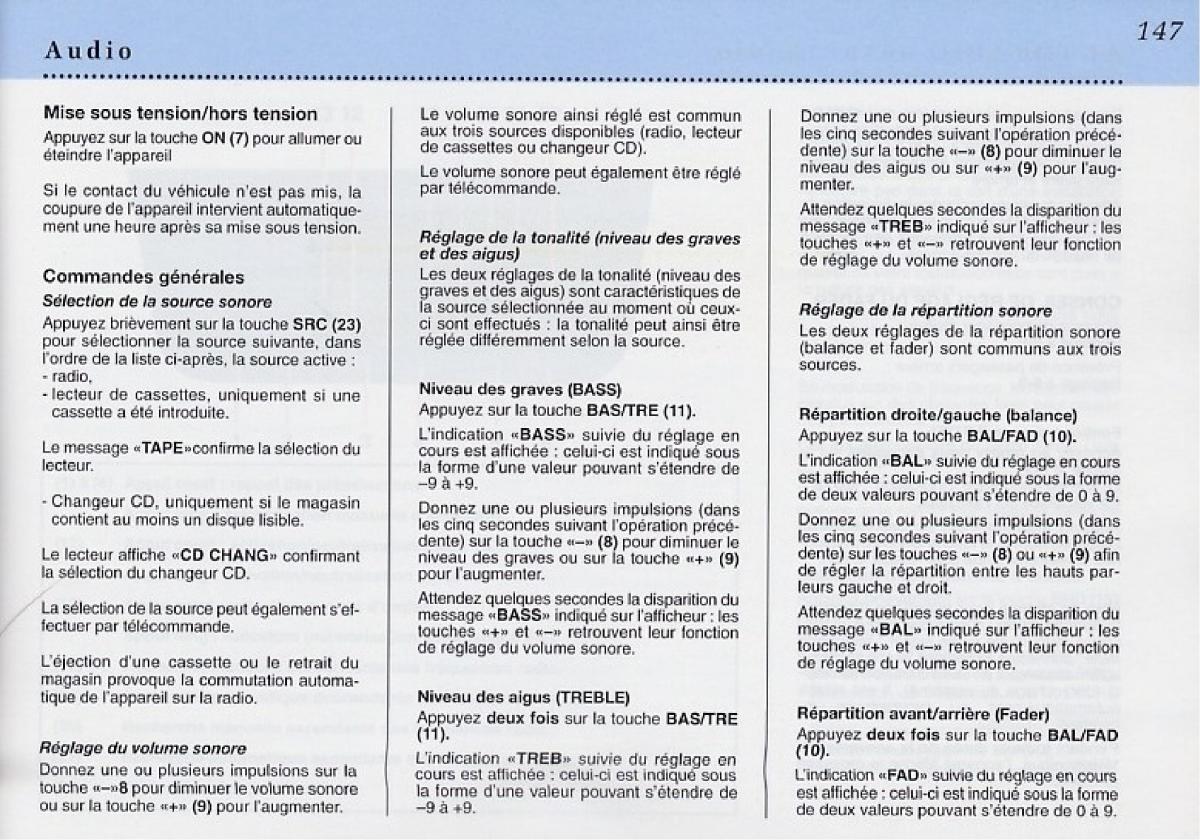 Peugeot 406 Coupe manuel du proprietaire / page 148