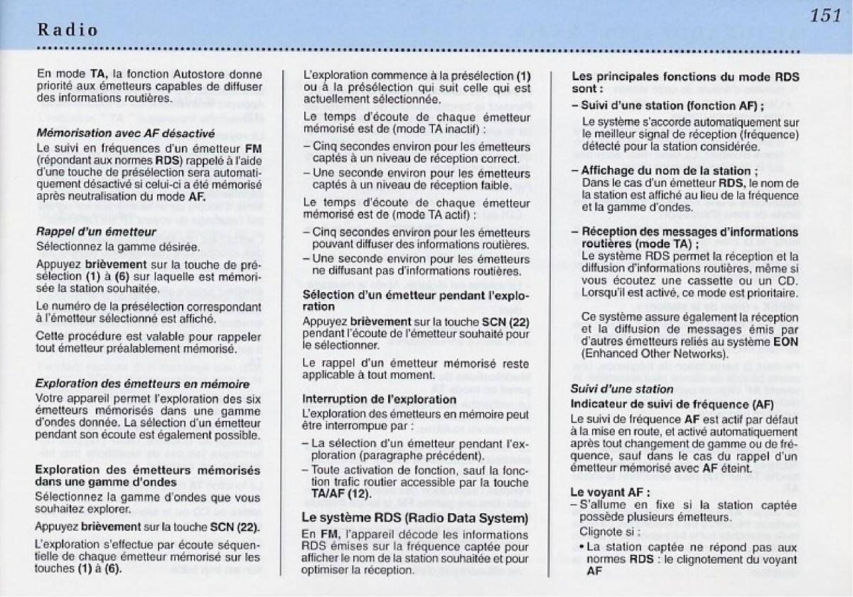 Peugeot 406 Coupe manuel du proprietaire / page 152