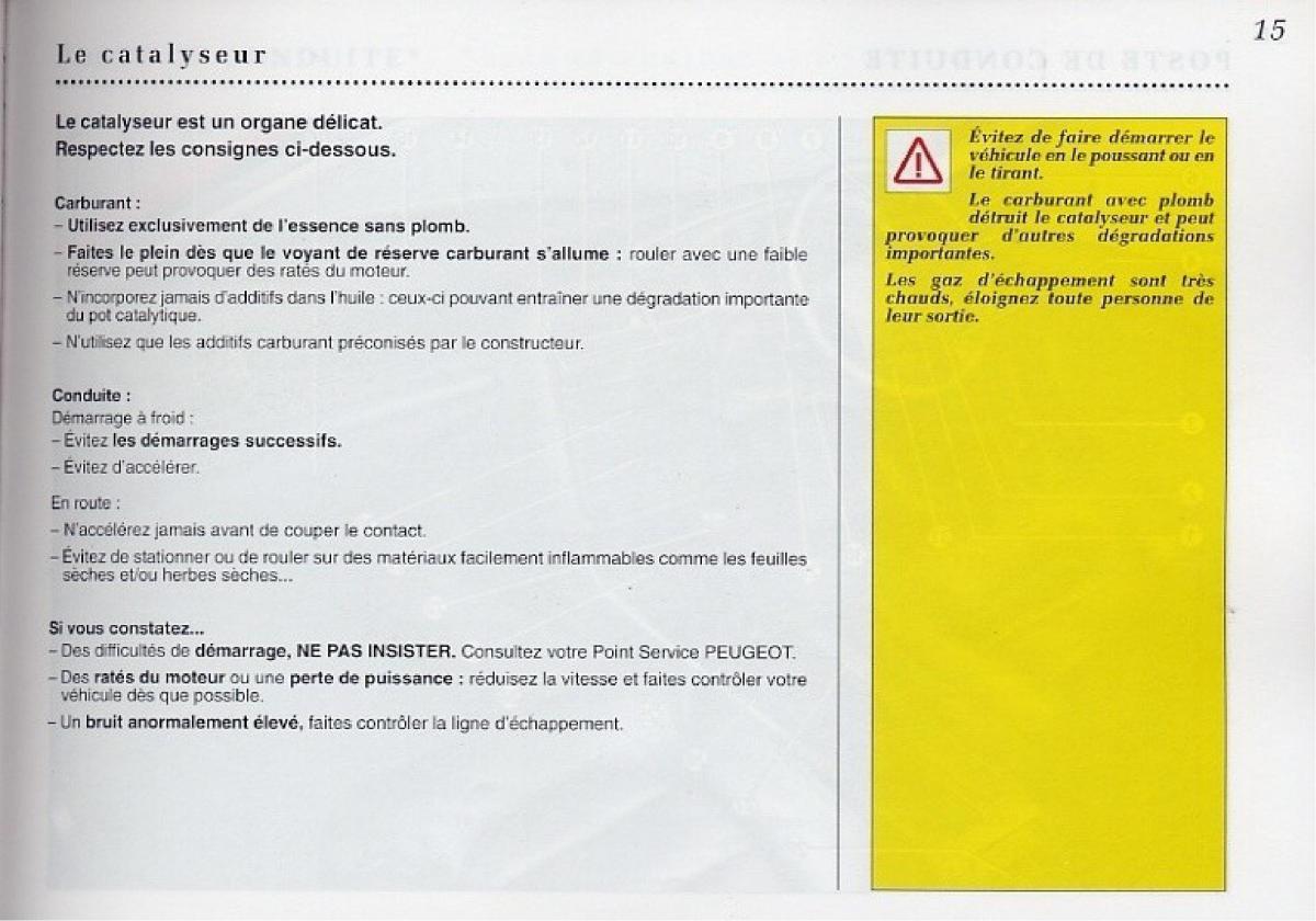 Peugeot 406 Coupe manuel du proprietaire / page 16