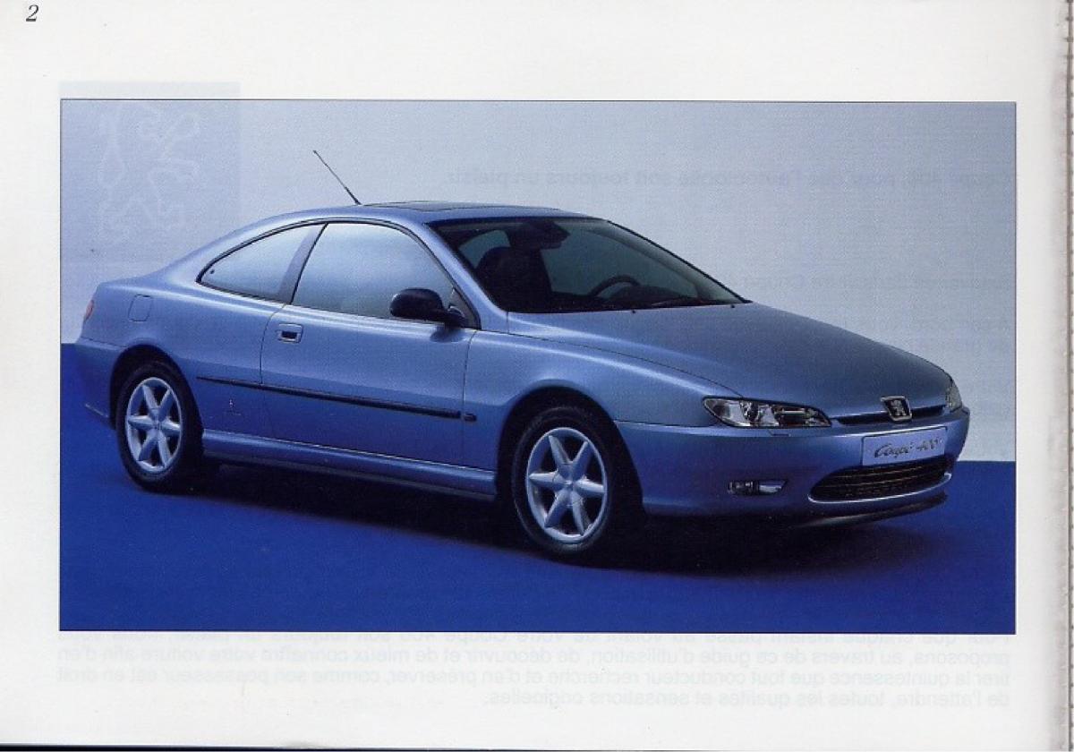 Peugeot 406 Coupe manuel du proprietaire / page 3