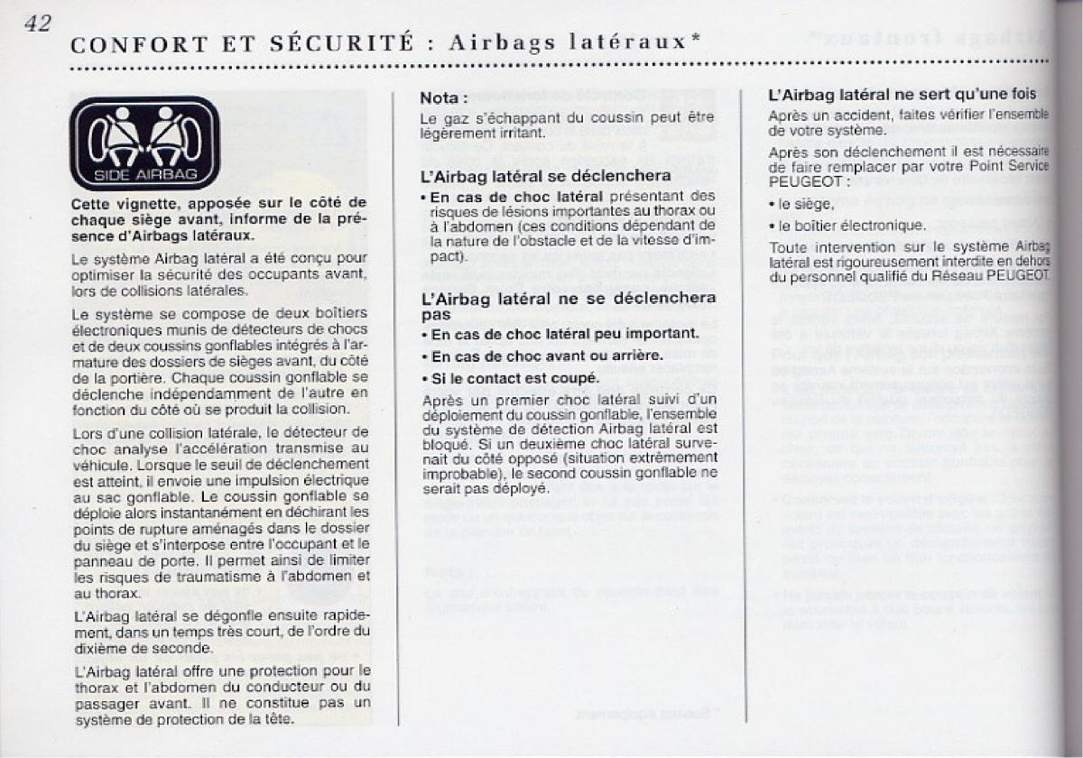 Peugeot 406 Coupe manuel du proprietaire / page 43