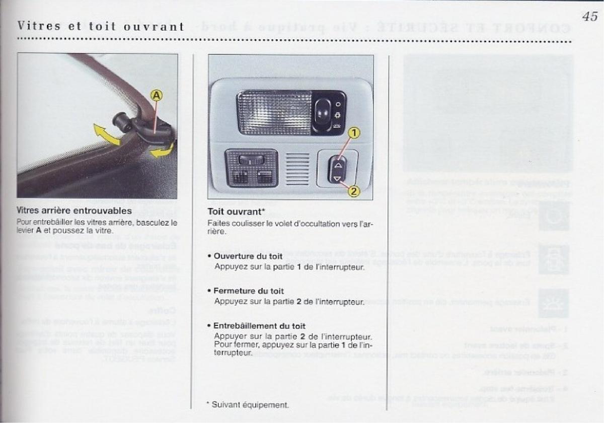 Peugeot 406 Coupe manuel du proprietaire / page 46