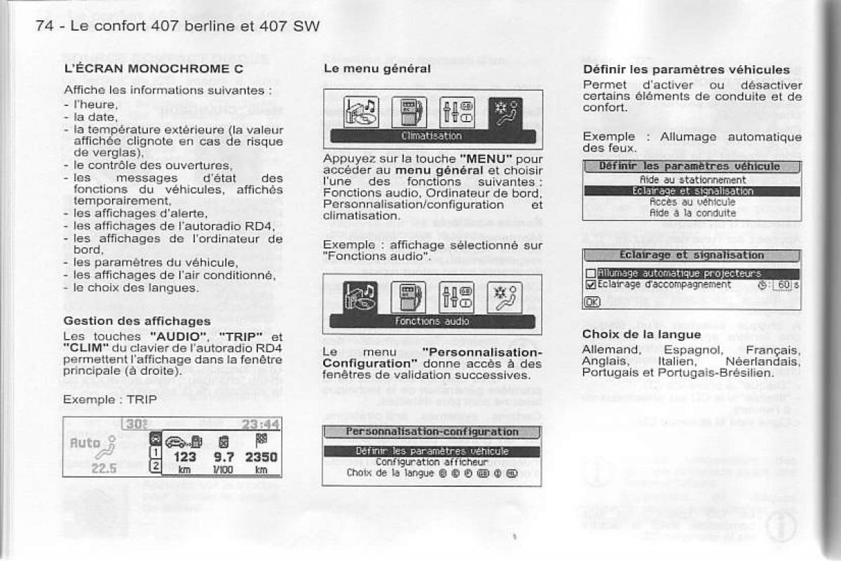 Peugeot 407 manuel du proprietaire / page 75