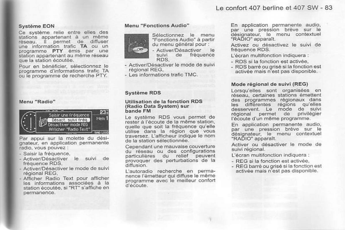 Peugeot 407 manuel du proprietaire / page 84