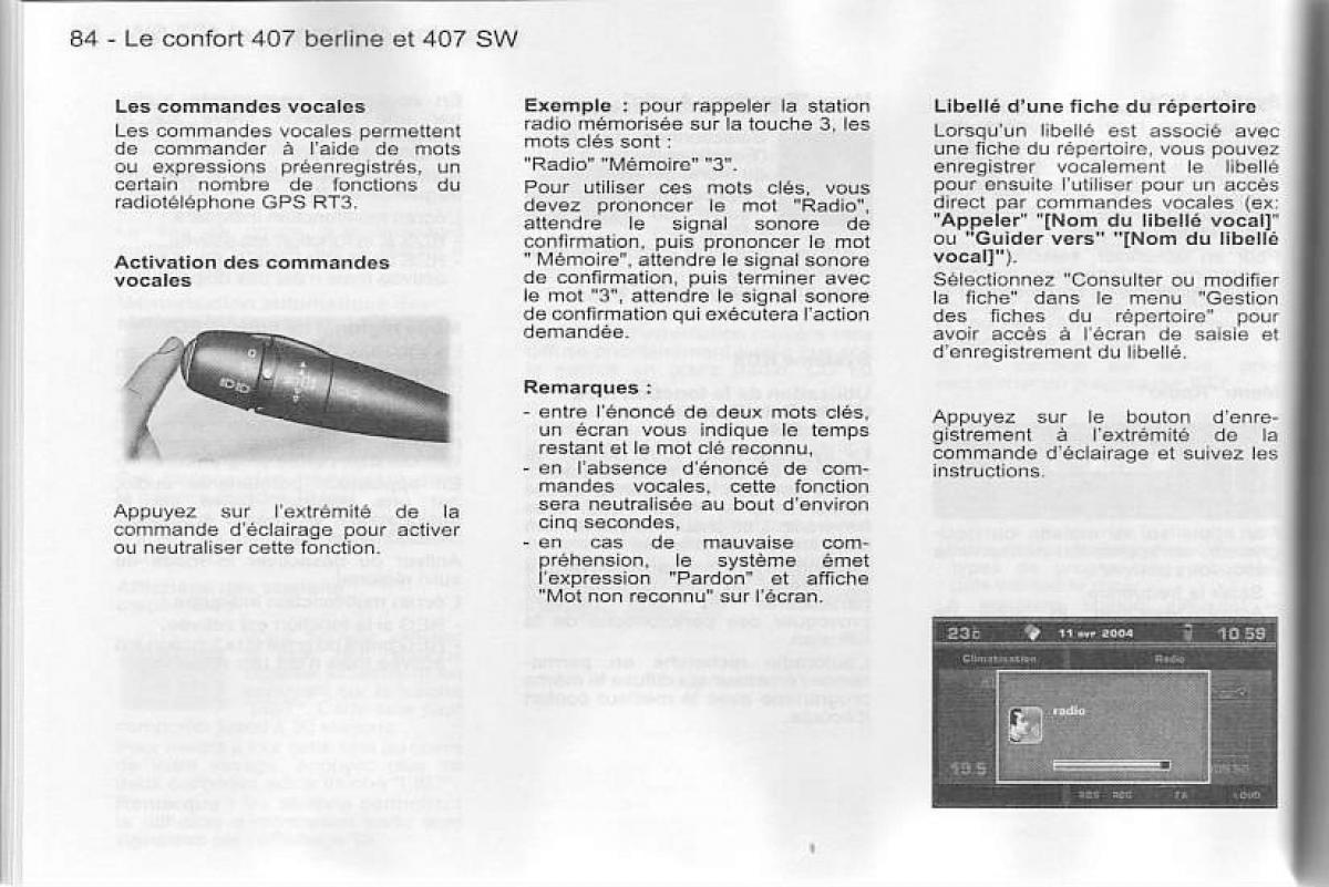 Peugeot 407 manuel du proprietaire / page 85