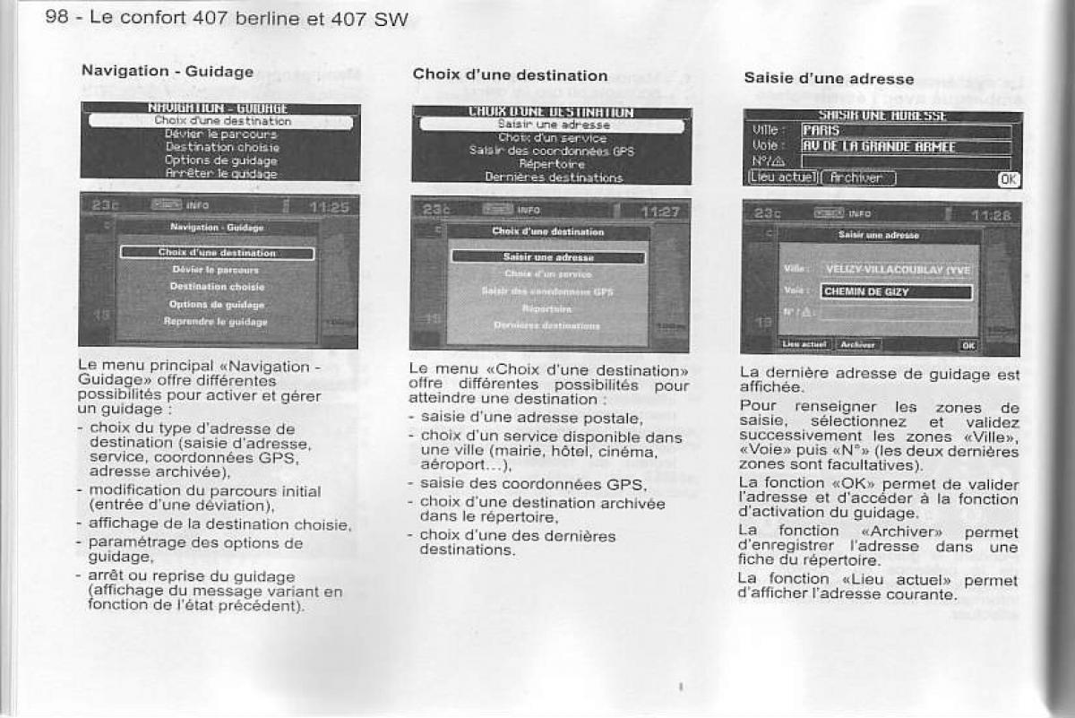 Peugeot 407 manuel du proprietaire / page 99