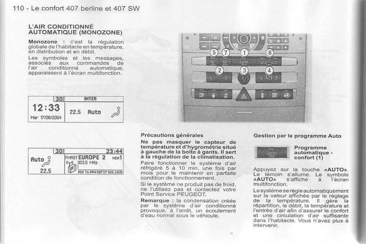 Peugeot 407 manuel du proprietaire / page 111