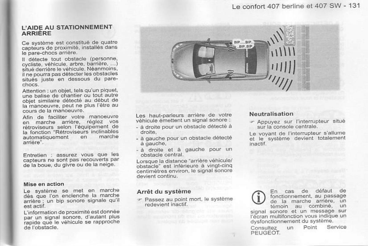 Peugeot 407 manuel du proprietaire / page 132