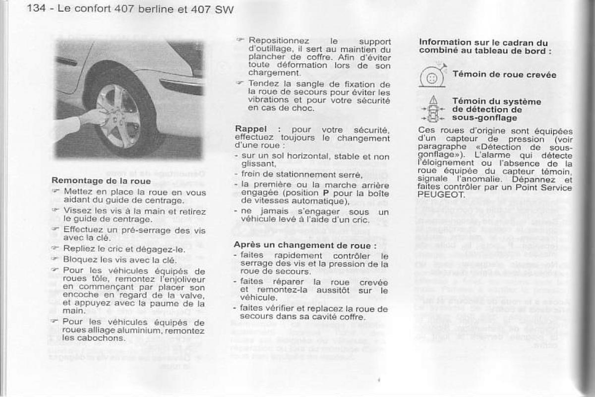 Peugeot 407 manuel du proprietaire / page 135