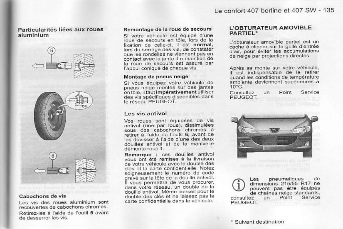 Peugeot 407 manuel du proprietaire / page 136