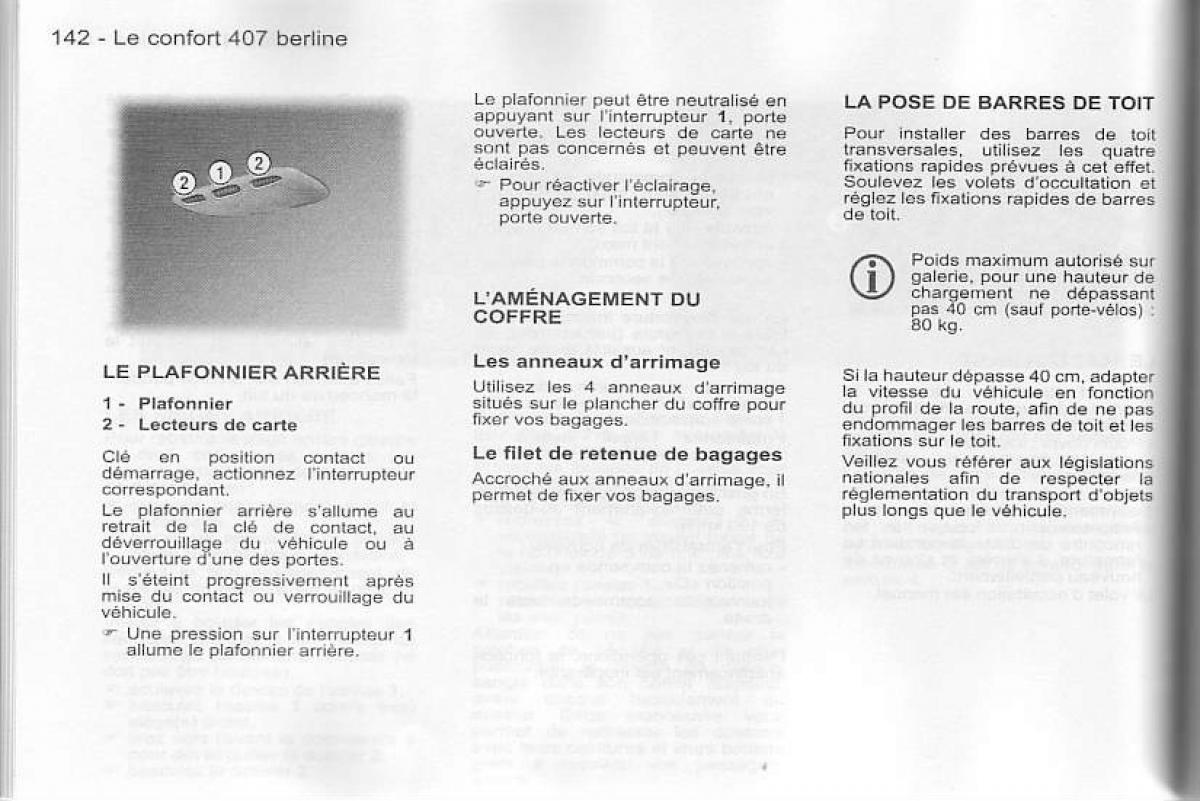 Peugeot 407 manuel du proprietaire / page 143