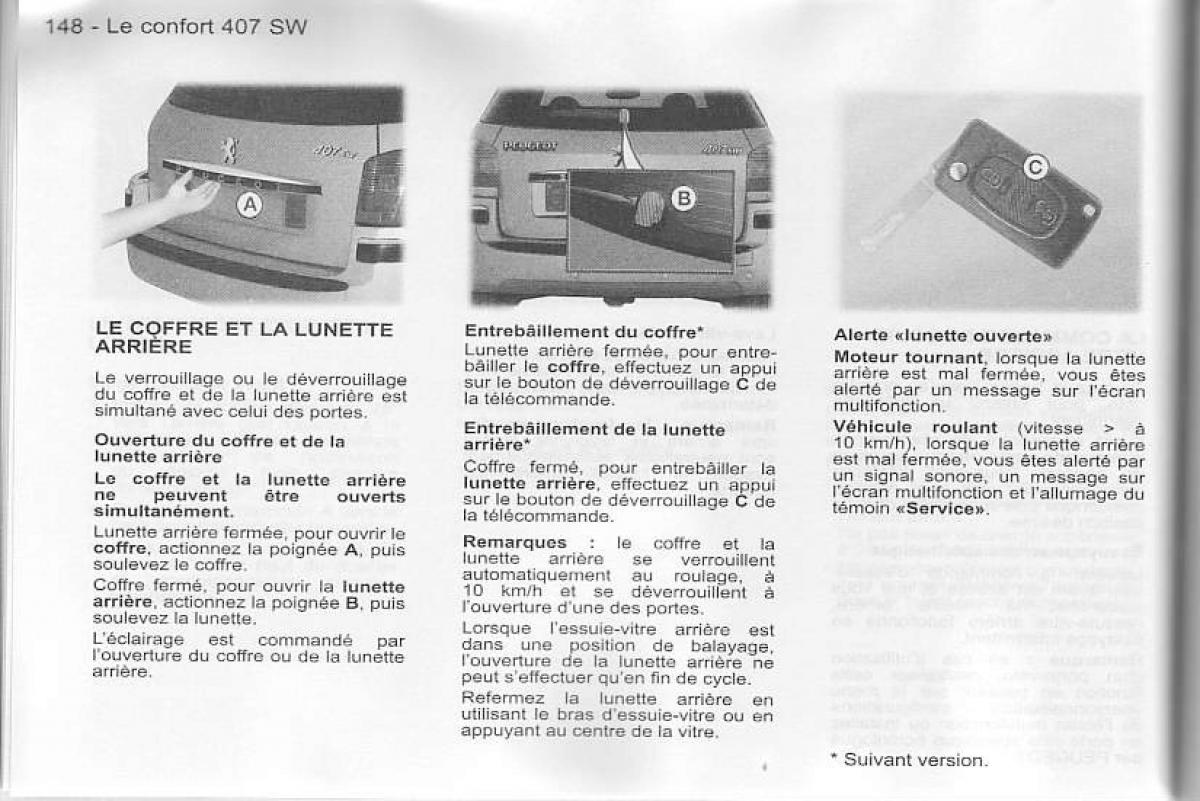 Peugeot 407 manuel du proprietaire / page 149