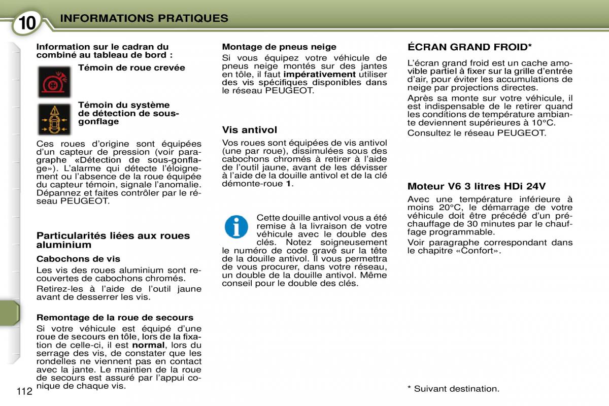 Peugeot 407 Coupe manuel du proprietaire / page 122