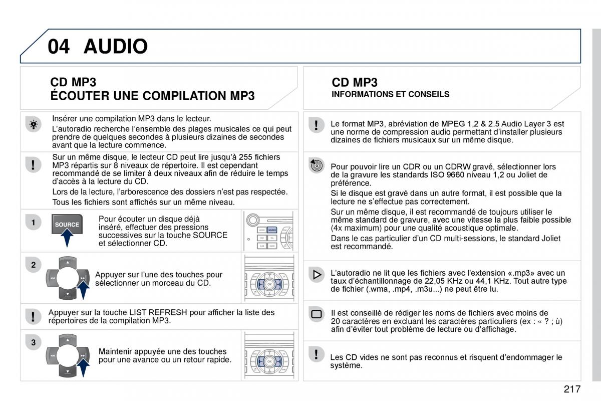 Peugeot 407 Coupe manuel du proprietaire / page 227