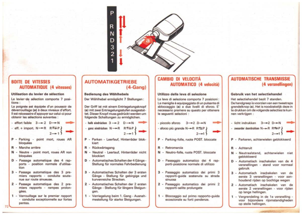 Peugeot 505 manuel du proprietaire / page 72