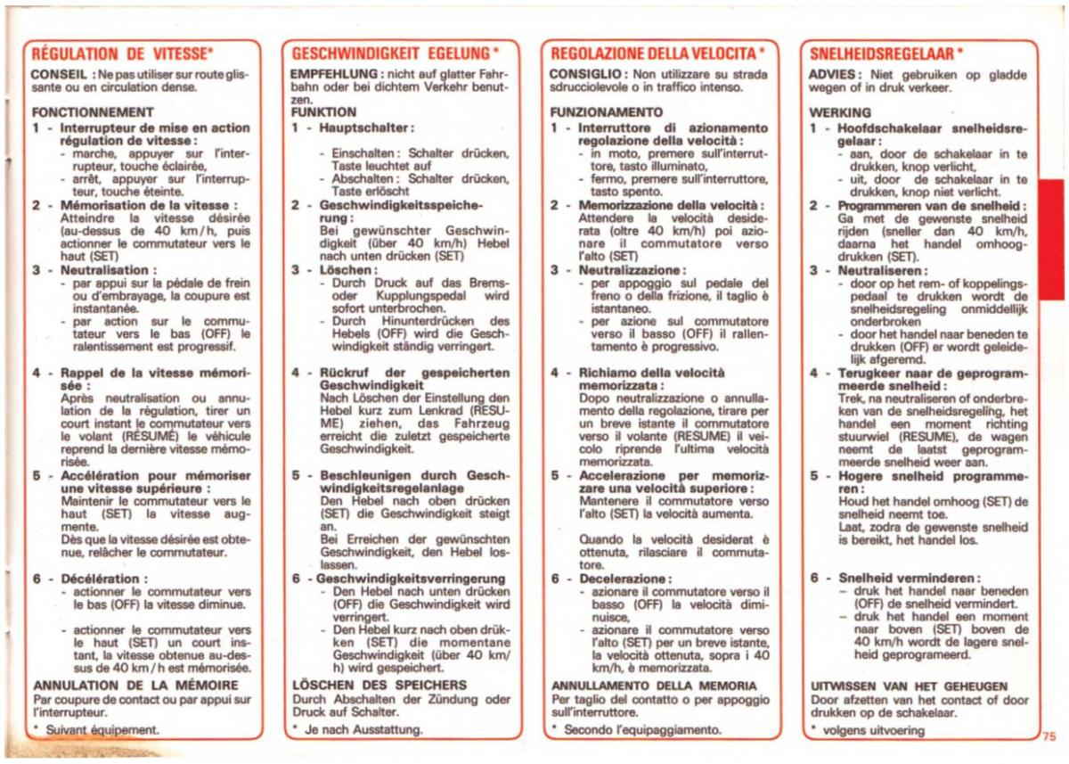 Peugeot 505 manuel du proprietaire / page 75