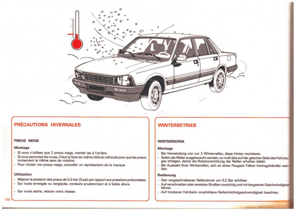 Peugeot 505 manuel du proprietaire / page 130